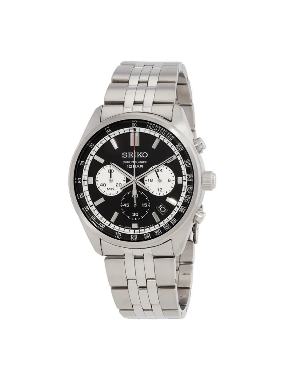 NWT Seiko Chronograph Quartz Black Dial Men's Watch